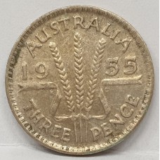 AUSTRALIA 1955 . THREEPENCE . EXTRA FINE